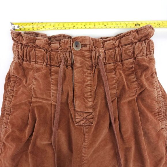 FREE PEOPLE Margate Pleated Trouser Casual Pant Corduroy Brown Boho Lagenlook XS - Picture 3 of 7